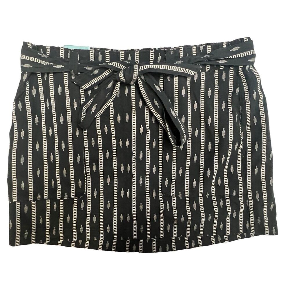 Old Navy Skirt Woven Matching Belt Ties Pocket NEW XL Cotton India BOHO Short